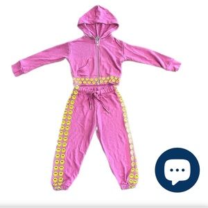 Flowers by Zoe Long Sleeve Zip Up Hoodie & Sweatpants Set, Size 18 months.